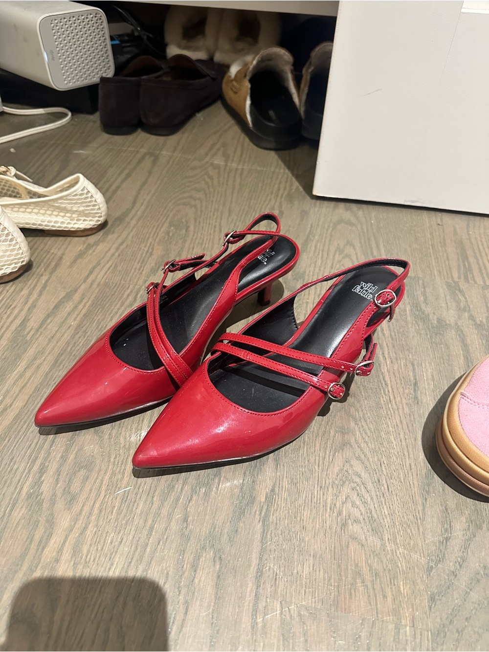 wild fable Red Pointed Slingback Pumps with Double Straps